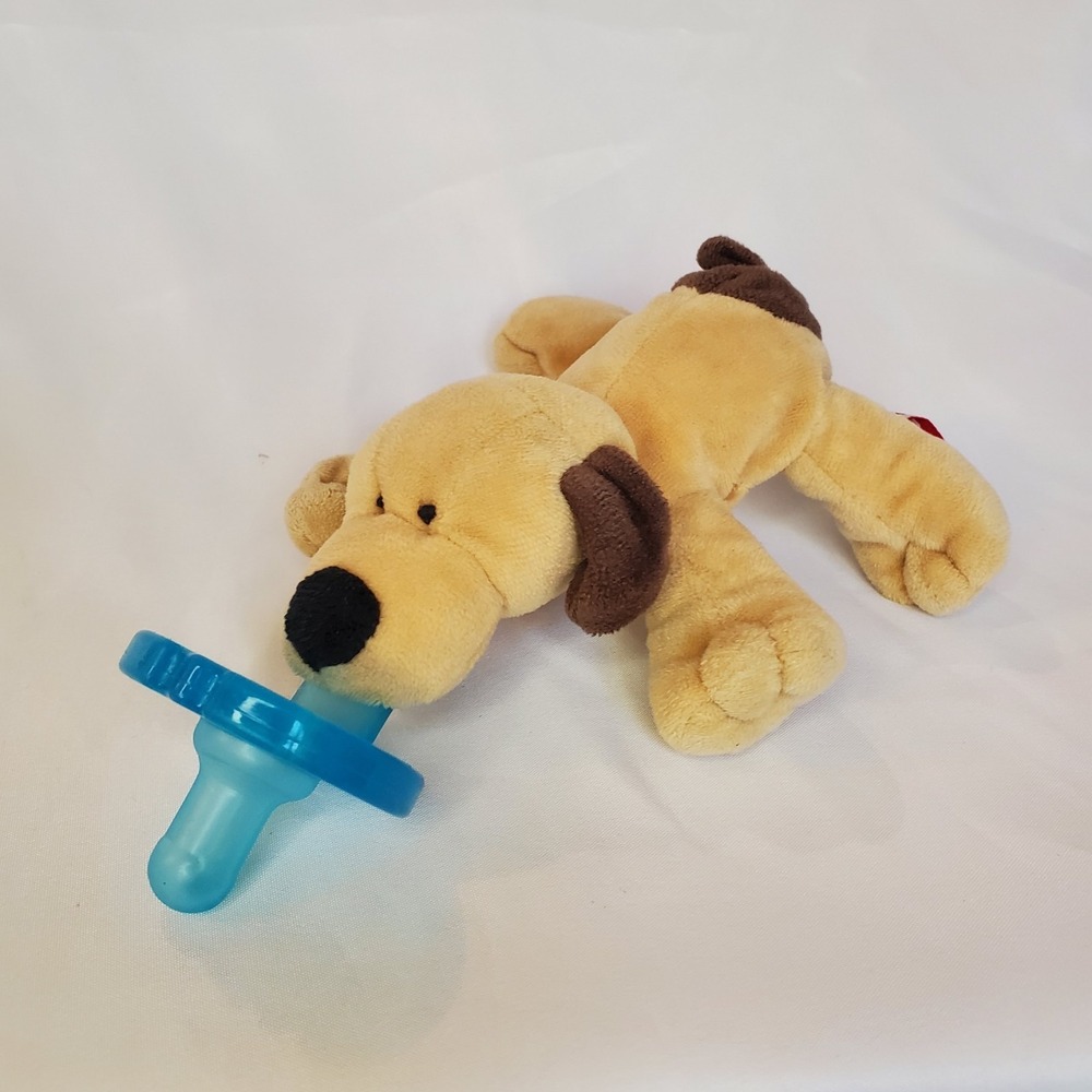 WubbaNub Brown Puppy Dog Pacifier Holder‎ Lovey Plush, 0-6 Months